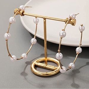 Faux Pearl Hoop Earrings